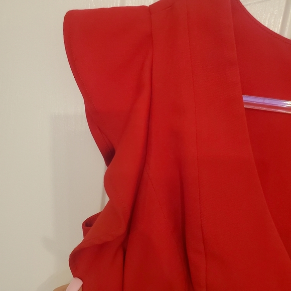 XOXO Red V-Neck Sheath Dress, flutter sleeves, Size 11/12 - Picture 6 of 8